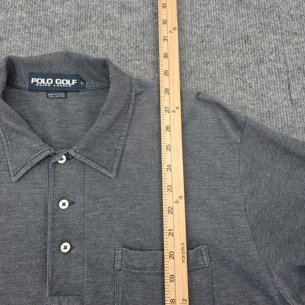 Polo Golf Ralph Lauren Shirt Mens Large Blue Green Pique Short Sleeve Pocket USA - Picture 4 of 7